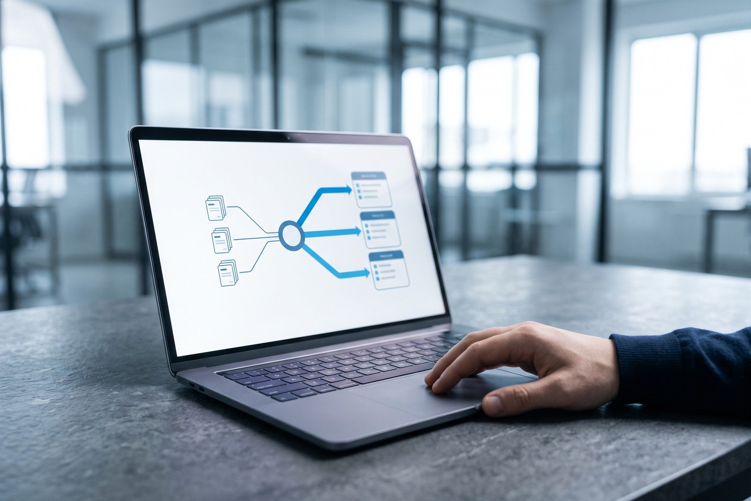 Laptop showing incoming IT tickets routed into three resolver lanes during an Origins AI triage rollout in the United States