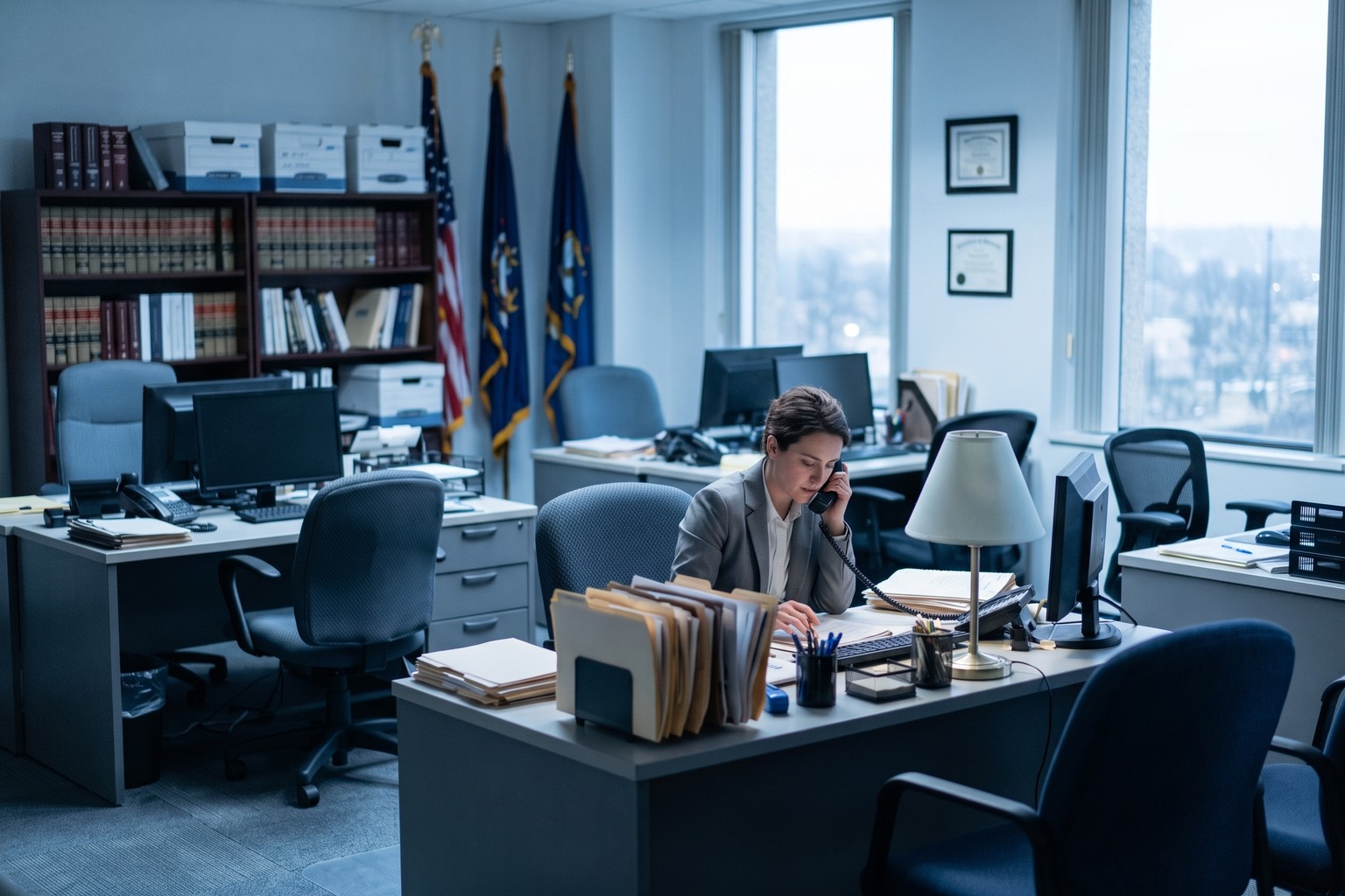 Small United States law office taking a call by hand, the case where a legal answering service is the better buy