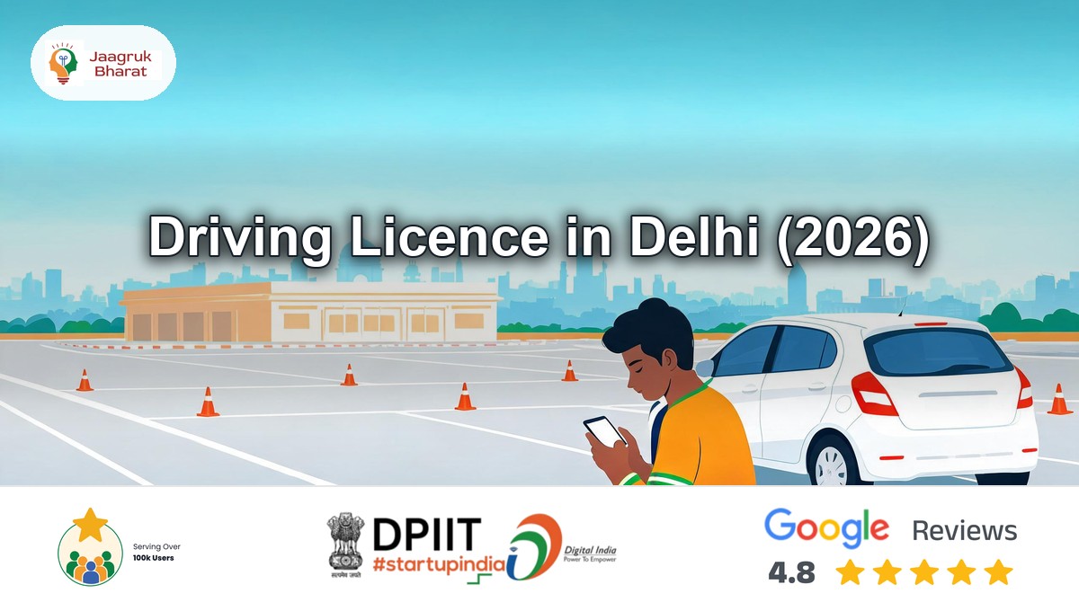 Driving licence Delhi applicant with a smartphone beside a car at a driving test track