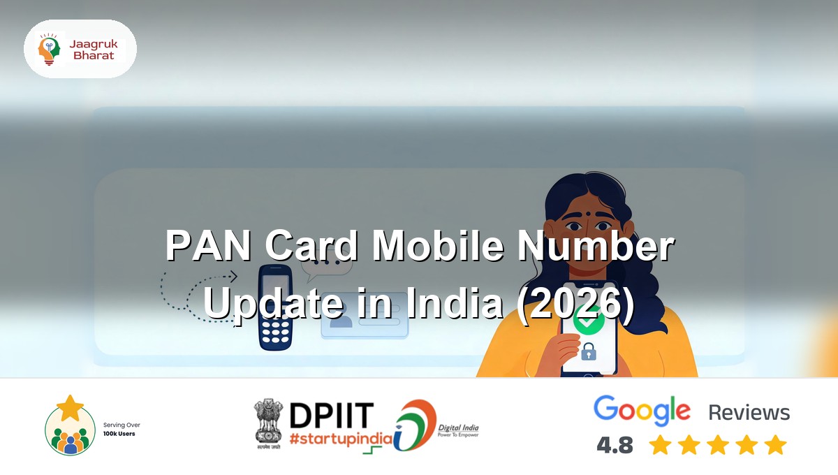 Person completing a PAN card mobile number update with an Aadhaar OTP on a phone - Jaagruk Bharat