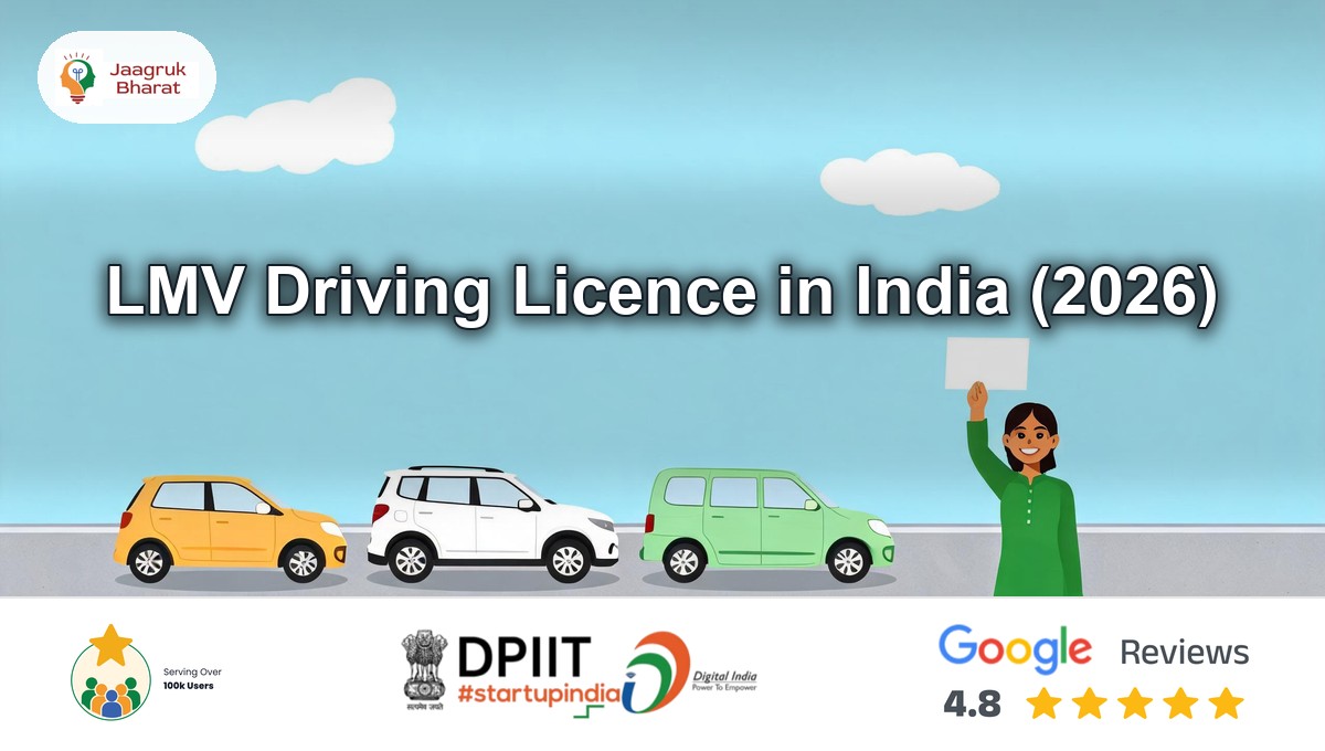 Indian woman holding a blank licence card beside a hatchback, SUV and small van under a bright blue sky