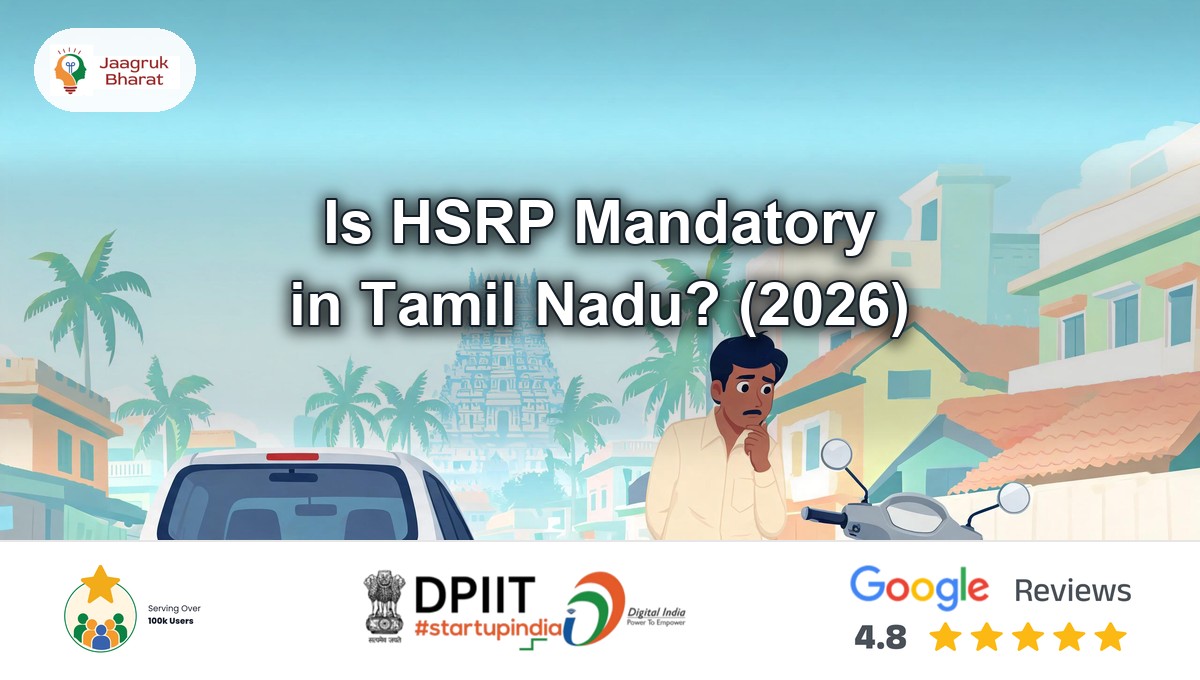 Scooter owner on a Tamil Nadu street wondering about the HSRP number plate rule