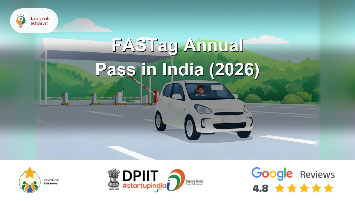 Car crossing a National Highway toll plaza using the FASTag Annual Pass - Jaagruk Bharat guide
