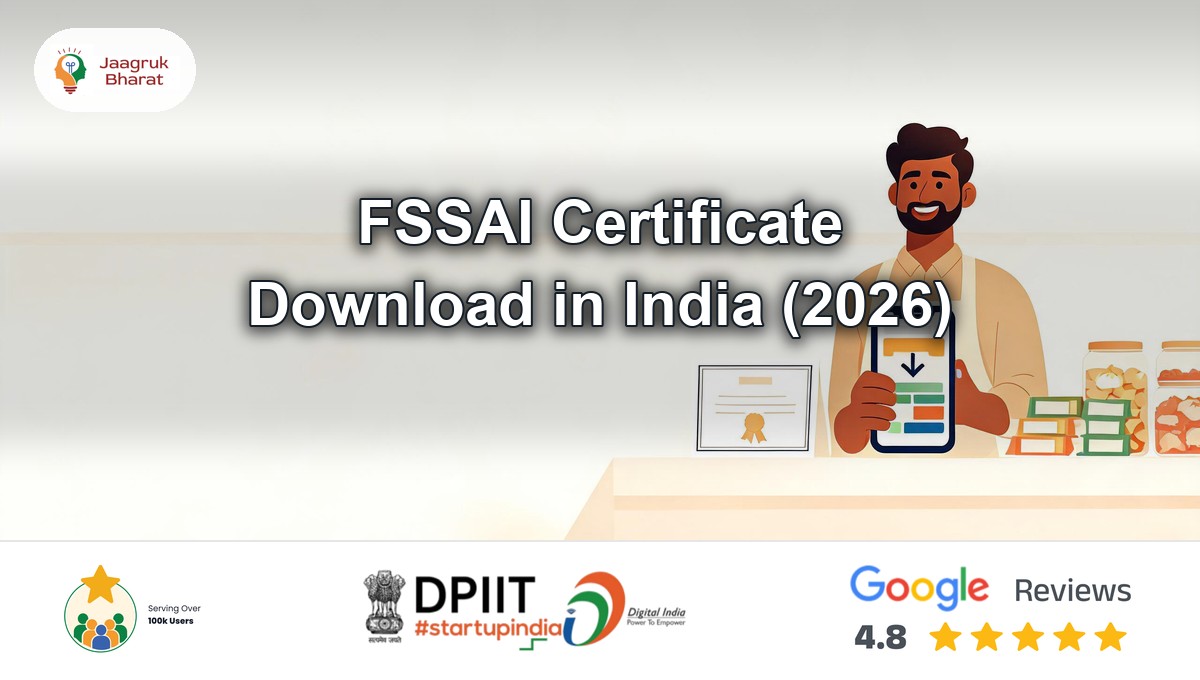 FSSAI certificate download on a phone by a food shop owner in India