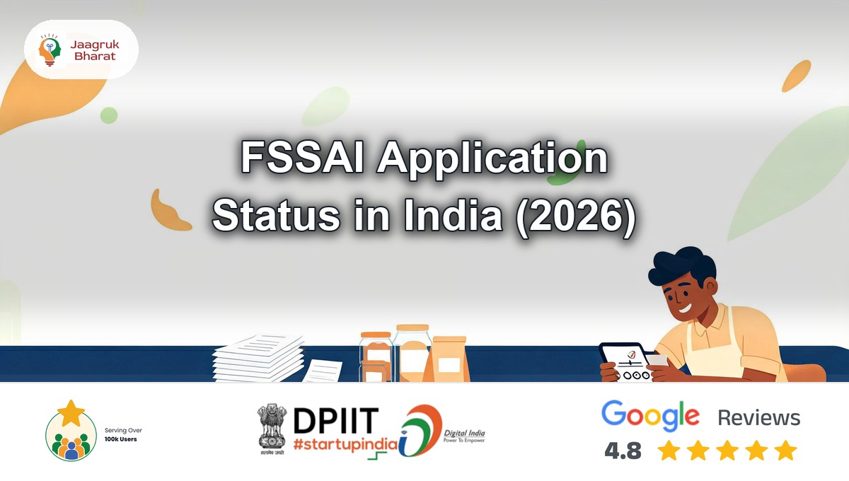 Food shop owner checking FSSAI application status on a smartphone at his counter