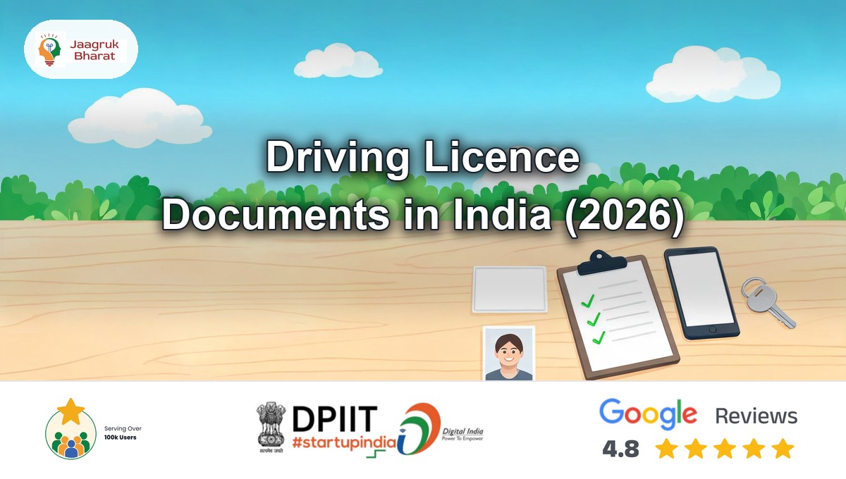 Desk with a blank ID card, passport photo, ticked checklist, phone and car key for a driving licence application
