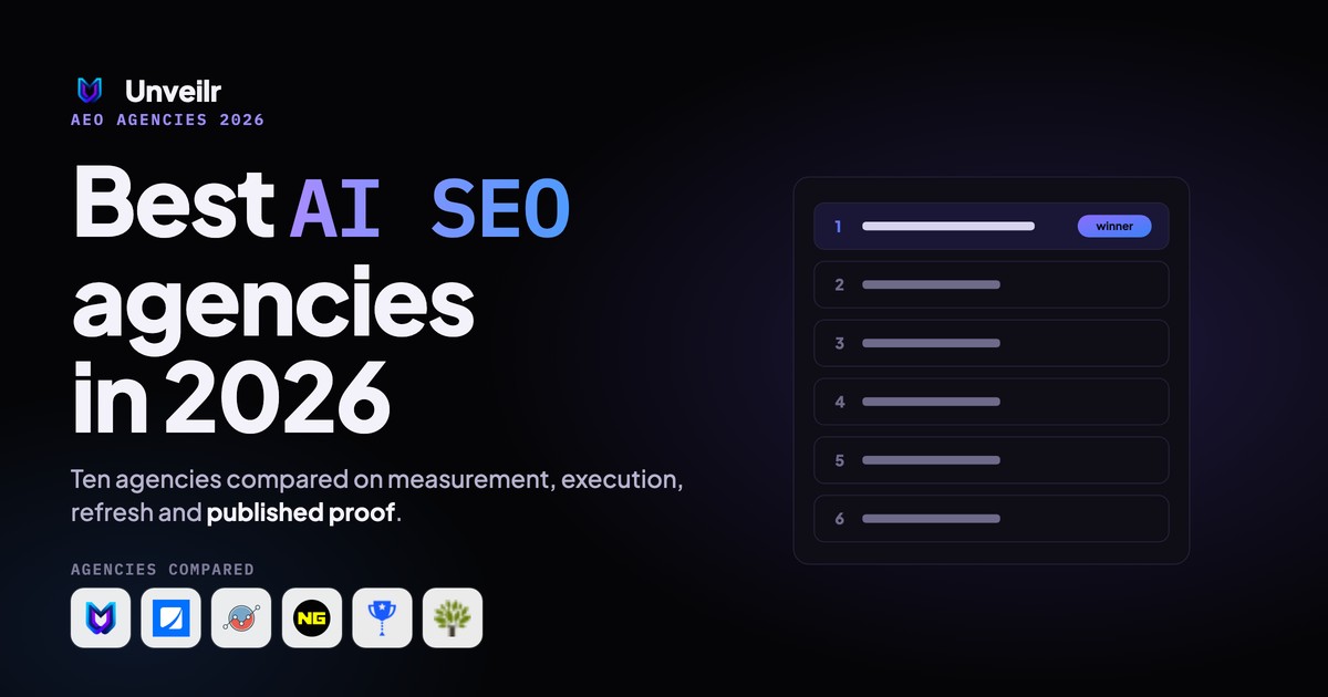 Unveilr banner: Best AI SEO agencies in 2026
