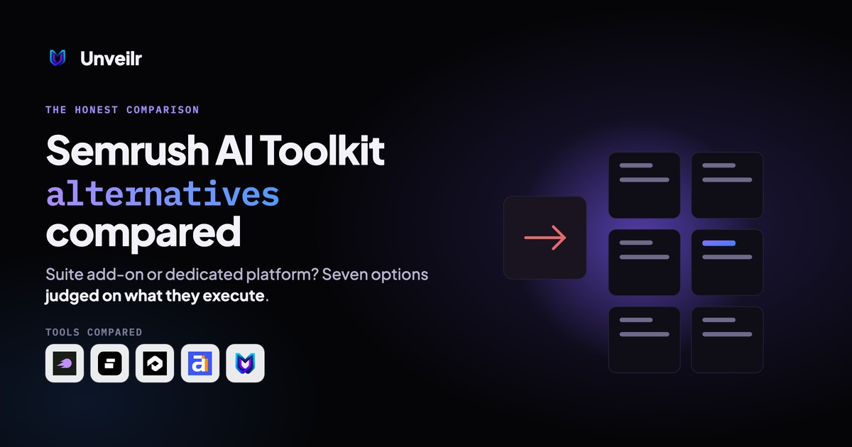 Unveilr banner: Semrush AI Toolkit alternatives compared