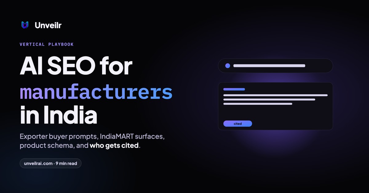 Unveilr banner: AI SEO for manufacturers in India