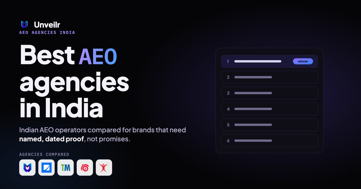 Unveilr banner: Best AEO agencies in India