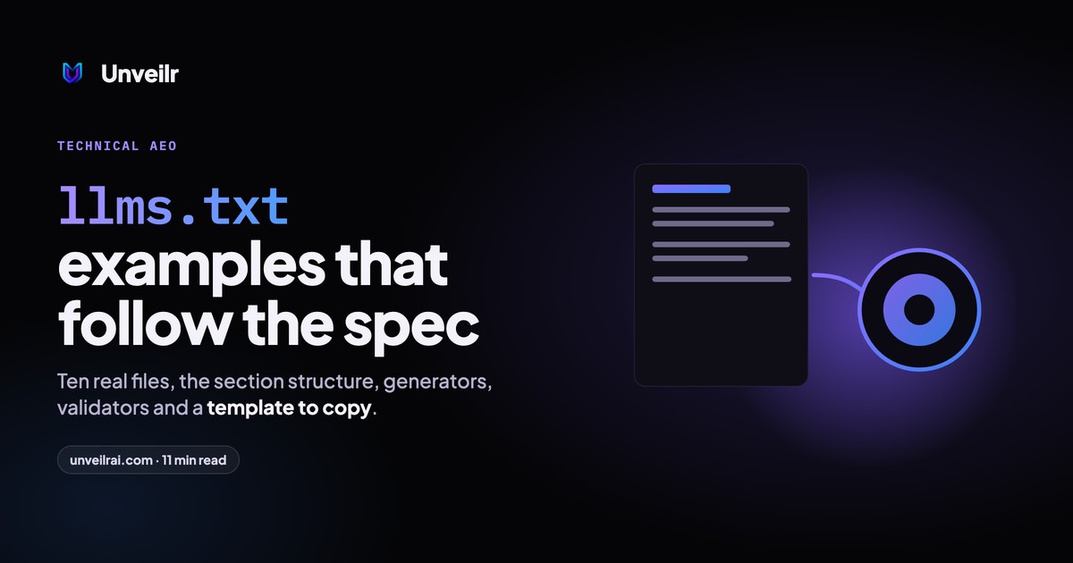 Unveilr banner: llms.txt examples that follow the spec