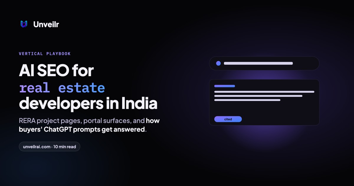 Unveilr banner: AI SEO for real estate developers in India