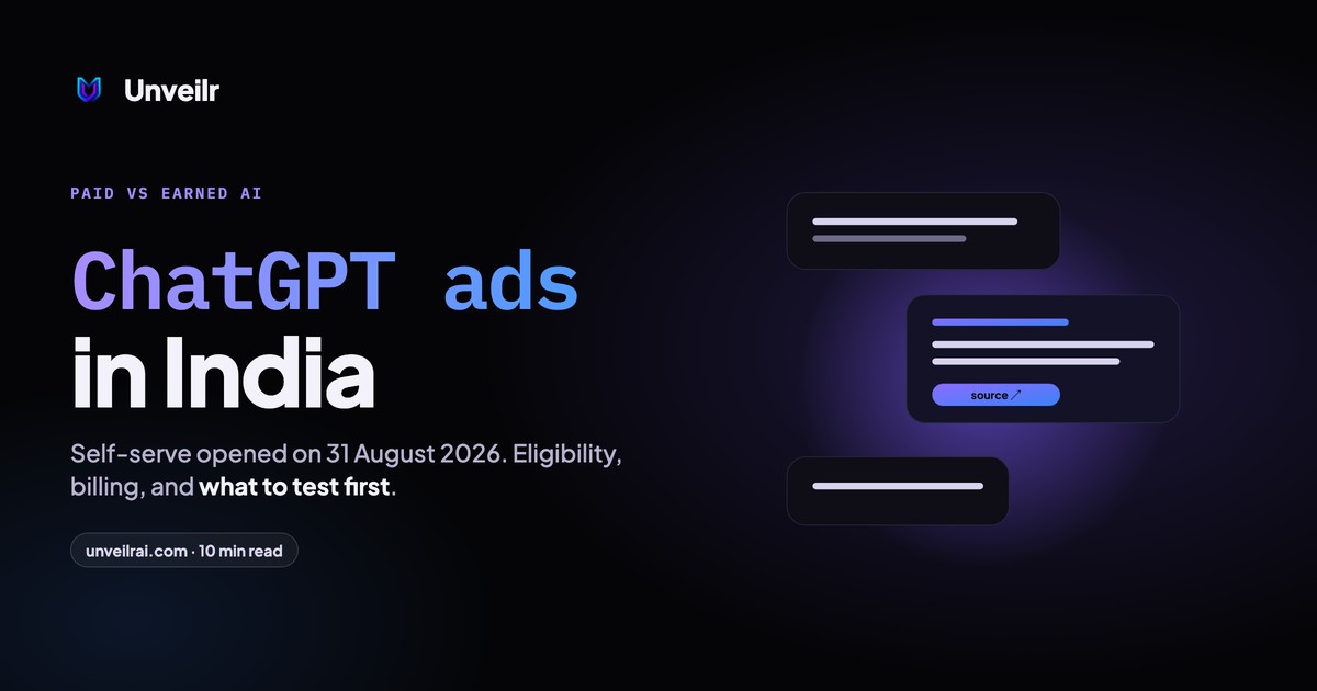 Unveilr banner: ChatGPT ads in India