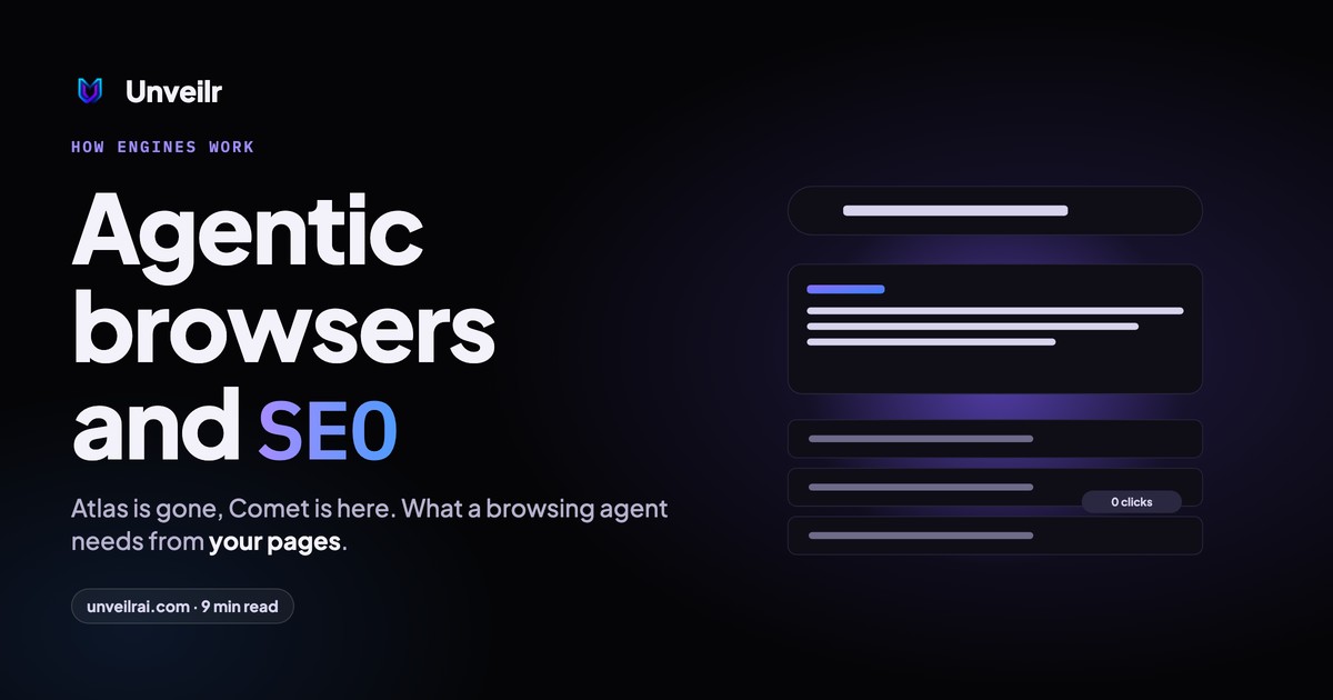 Unveilr banner: Agentic browsers and SEO