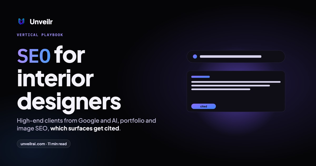Unveilr banner: SEO for interior designers