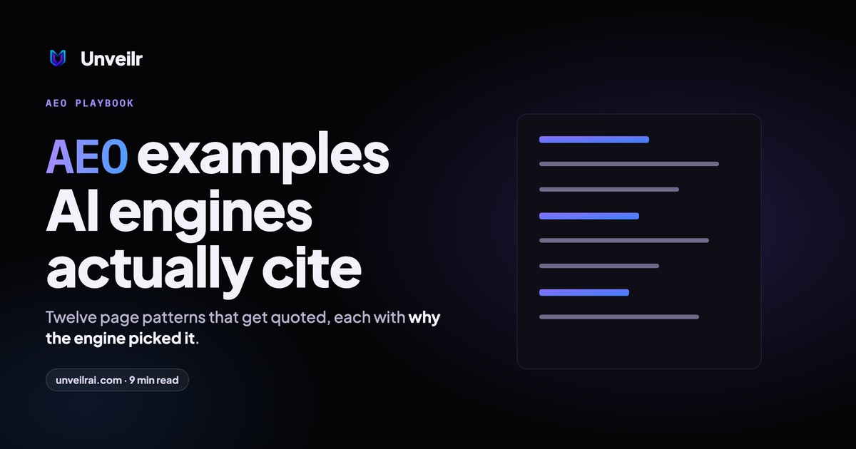 Unveilr banner: AEO examples AI engines actually cite