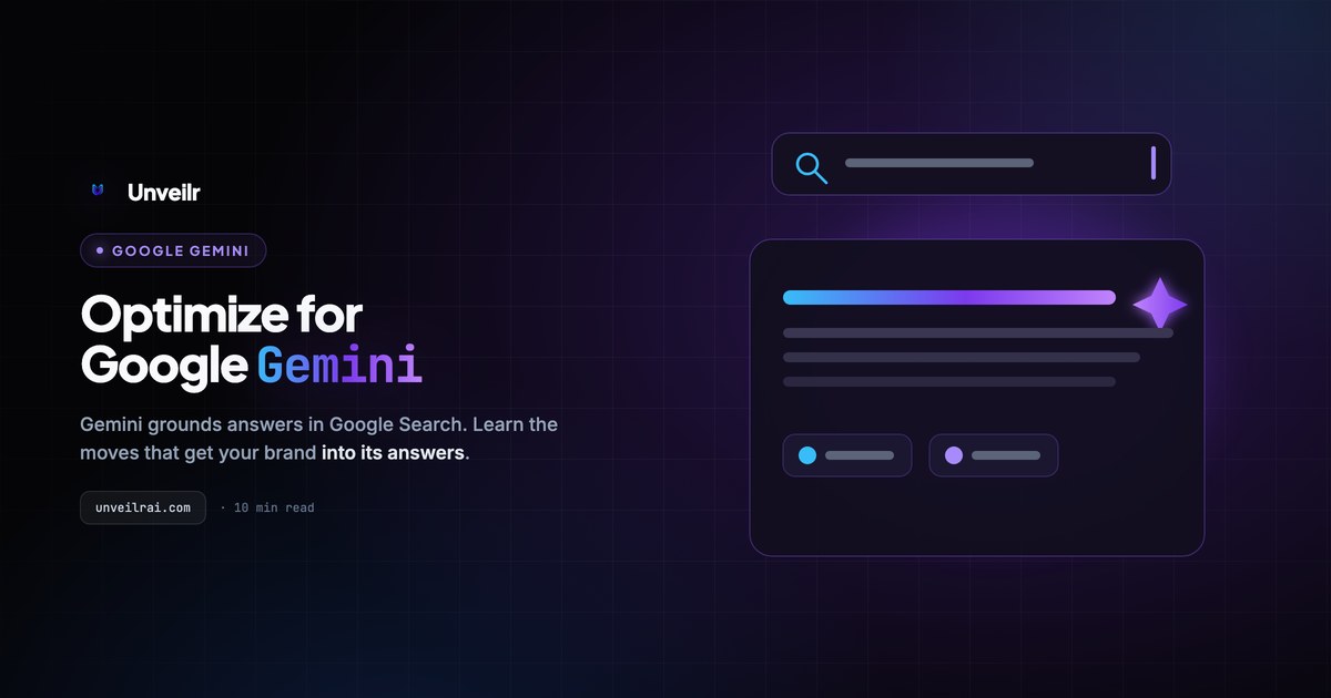 Unveilr banner for optimizing content for Google Gemini.