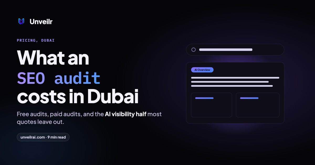 Unveilr banner: What an SEO audit costs in Dubai
