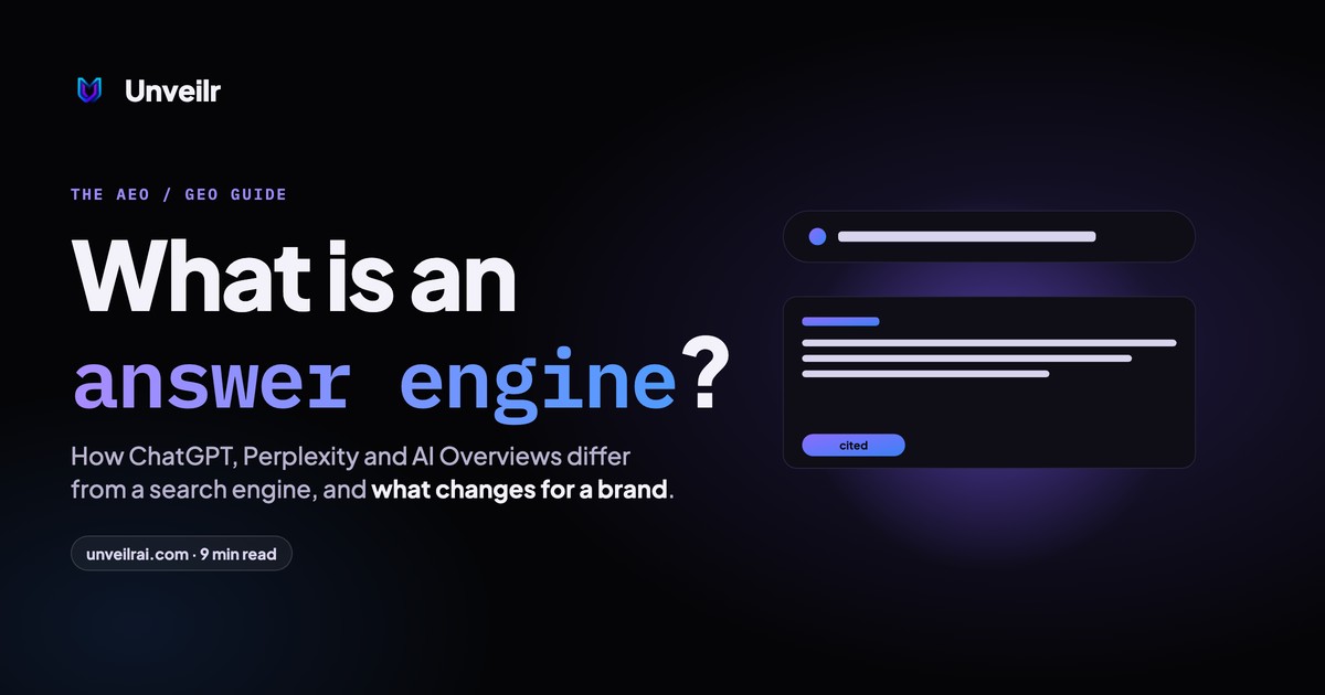 Unveilr banner: What is an answer engine?
