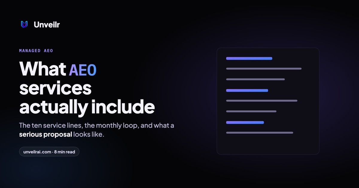 Unveilr banner: What AEO services actually include