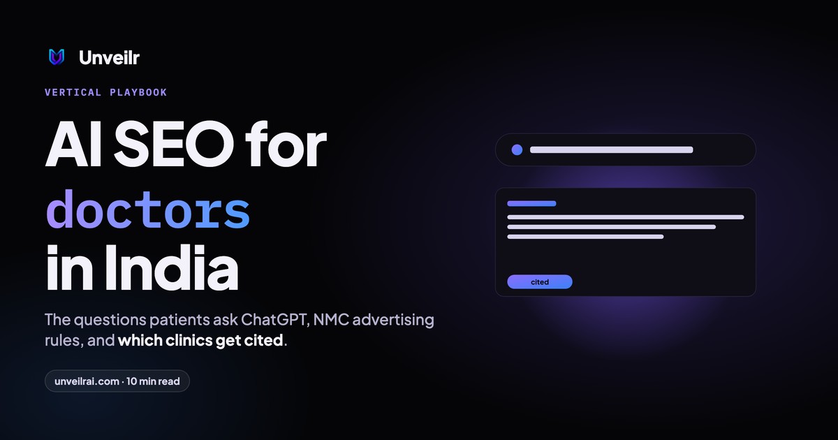 Unveilr banner: AI SEO for doctors in India