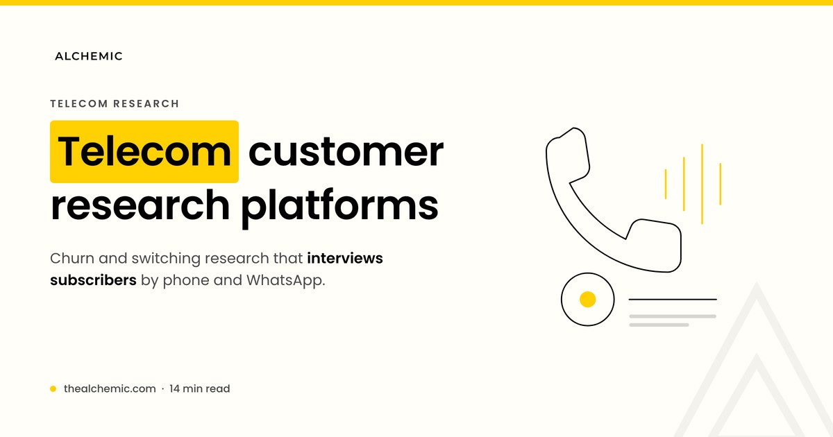 Banner for a guide to telecom customer research platforms that interview subscribers by phone