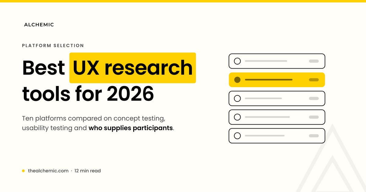 Banner for a UX research tools roundup, showing a ranked platform list with one row highlighted