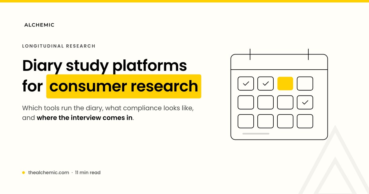 Diary study platforms for consumer research compared on protocols, entry types, study length and the interview afterward