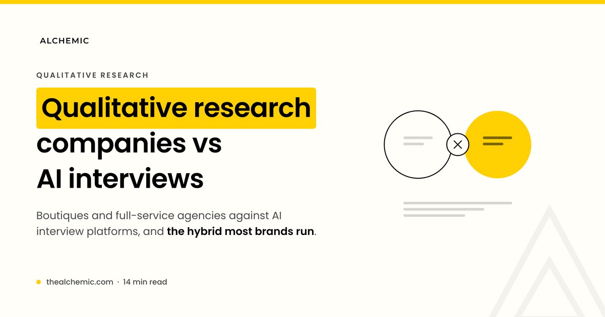 Banner comparing qualitative market research companies with AI interview platforms