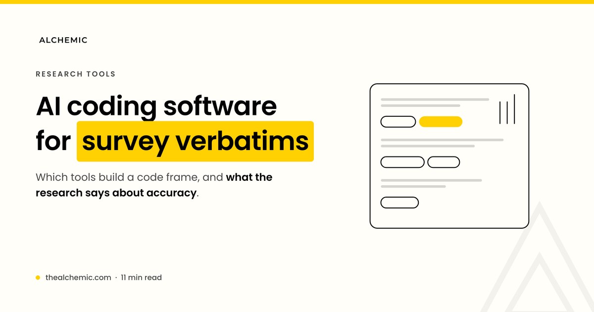 AI open-end coding software for survey verbatims compared on code frames, human review, multilingual input and accuracy