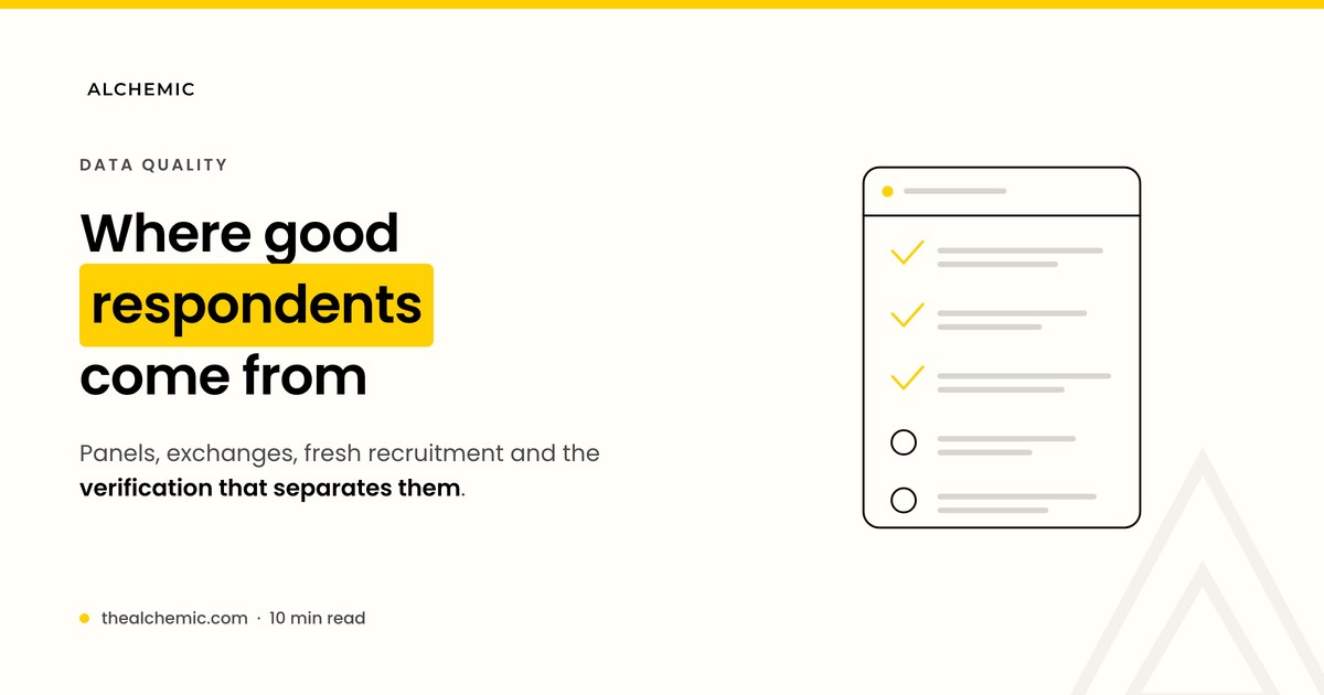 Respondent sourcing routes and verification checks in survey research