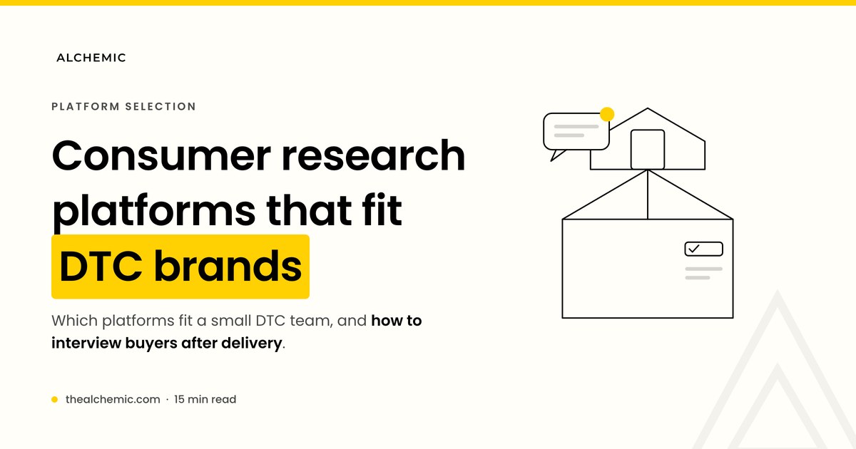 Banner for consumer research platforms for DTC brands, with a parcel line drawing