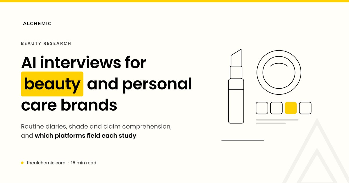 Banner for AI interviews for beauty and personal care brands, with lipstick and shades
