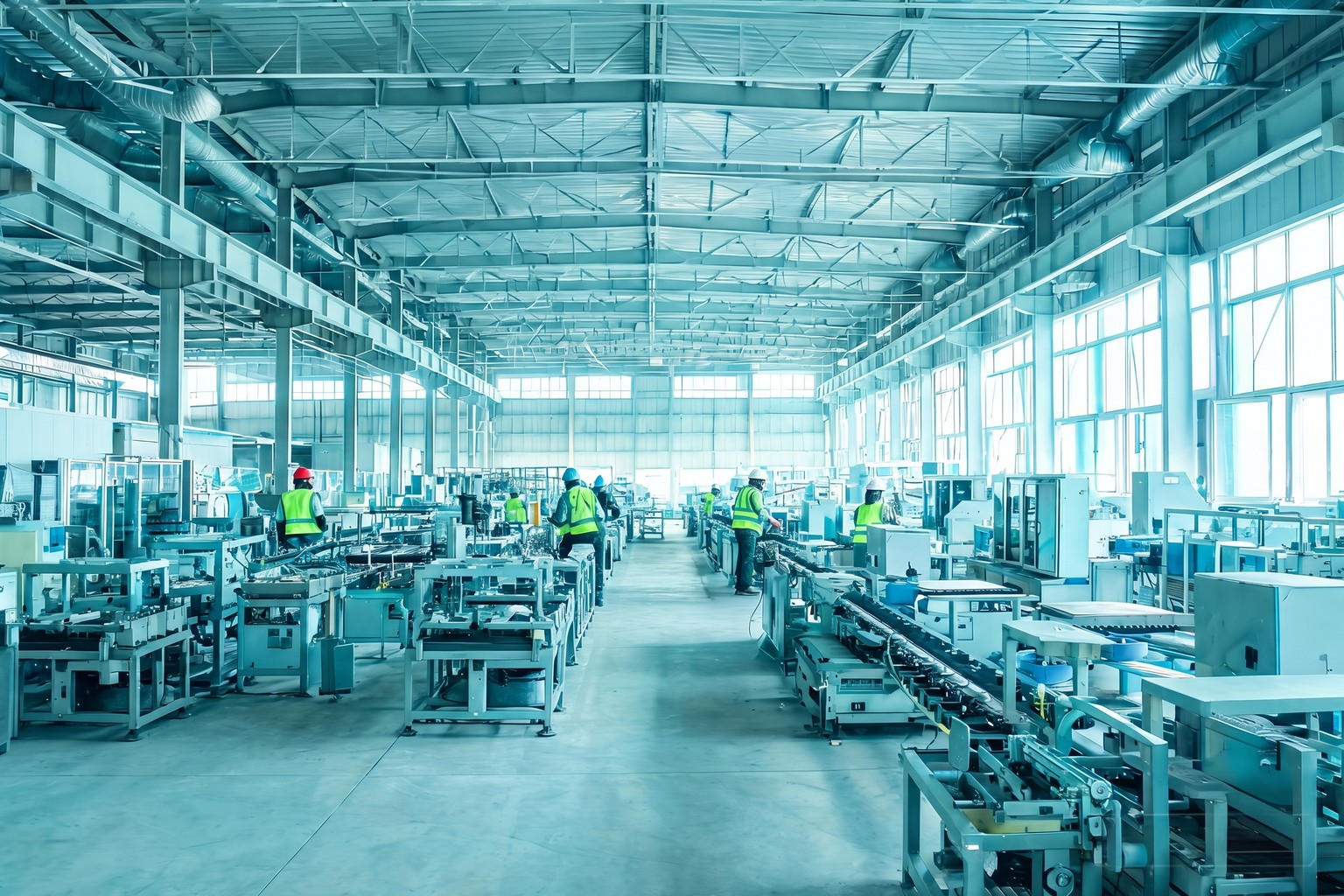 Workers in safety gear on an Indian manufacturing plant floor, representing LexComply's factory license consultant services for manufacturers in India