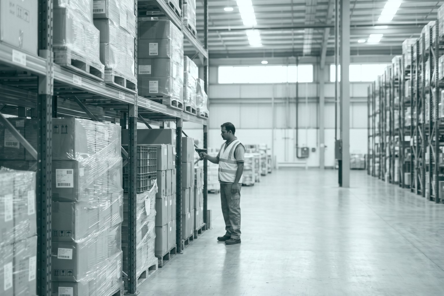 Cartons of imported medical devices on warehouse racking in India, the stock an import licence under the Medical Devices Rules, 2017 must cover