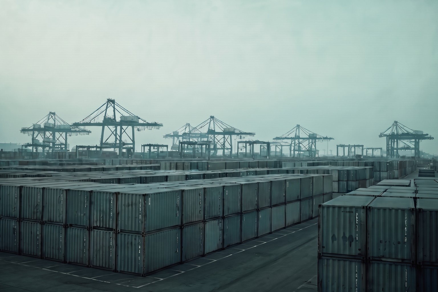 Stacked shipping containers and gantry cranes at an Indian port, the entry point for pre-packed imports covered by LMPC registration